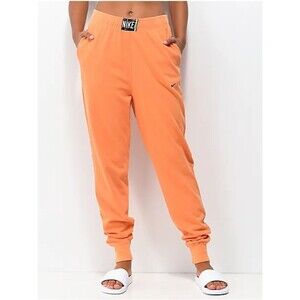 Nike Women’s Cotton Acid Wash Orange Fleece Lightweight Joggers L Athleisure